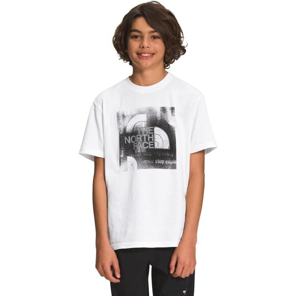 The North Face Boys Graphic Tee NF0A7WPSFN41 Never Stop Exploring White Size XL - Picture 1 of 2